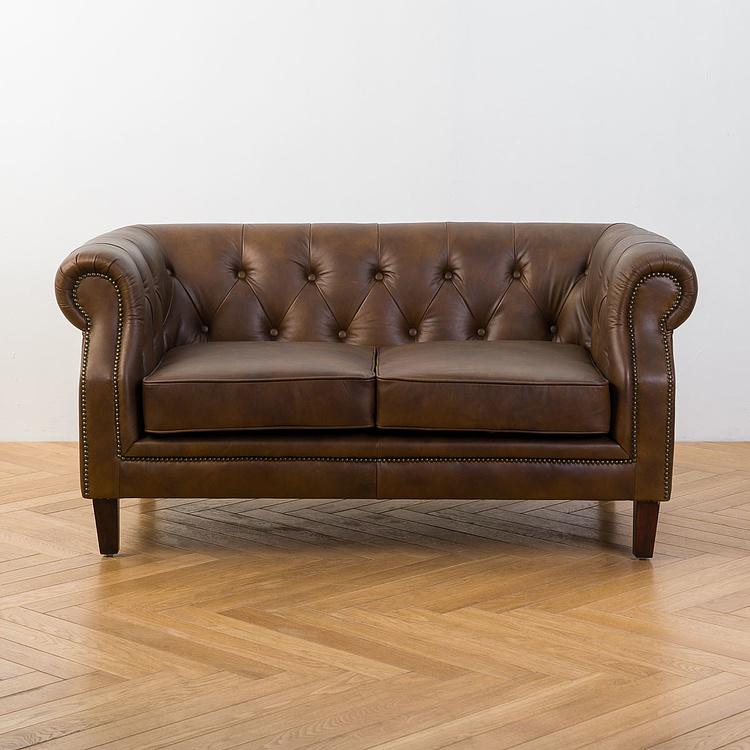 Двухместный диван Парламент, красно-коричневые ножки Parlament 2 Seater, Red Brown Wood D