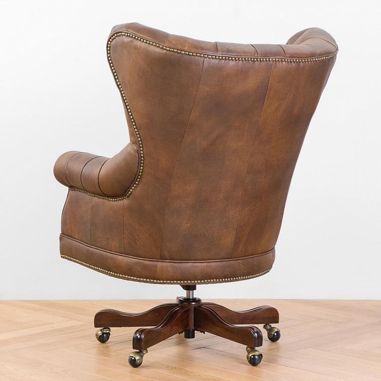 Рабочее кресло Канцлер, красно-коричневое дерево Chancellor Armchair, Red Brown Wood D