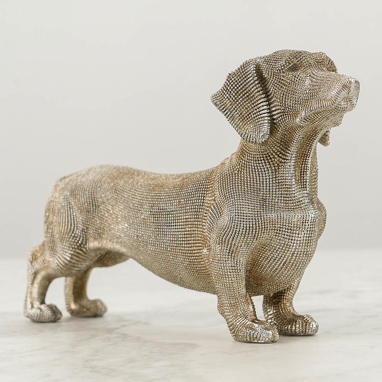 Статуэтка со стразами Такса Dachshund Figure With Rhinestones Silver