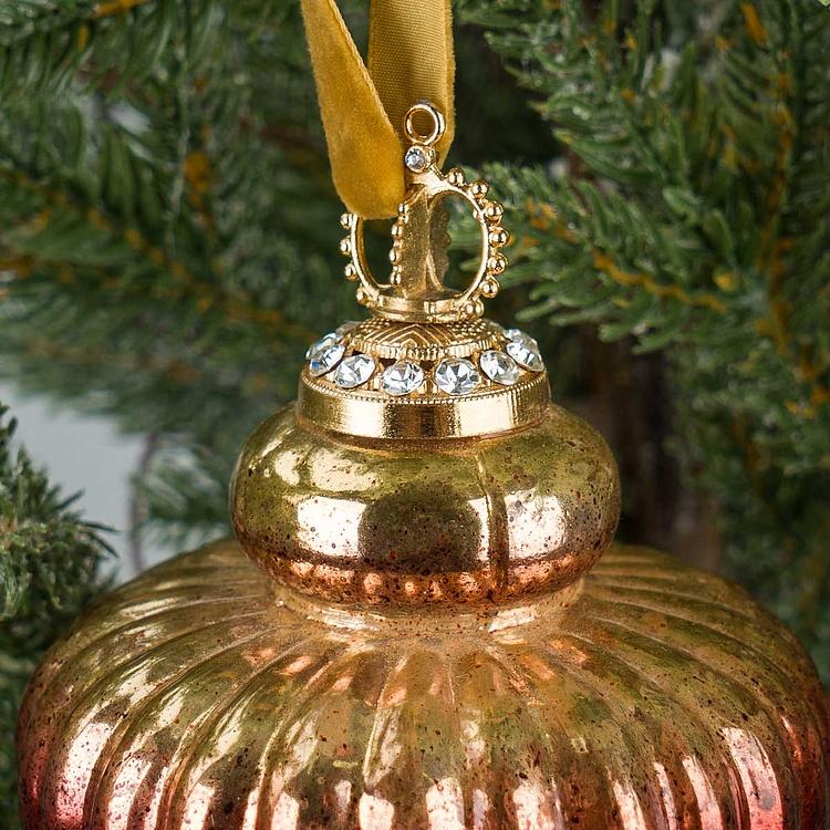 Ёлочная игрушка Красно-золотая луковица Red And Gold Aged Onion 12 cm