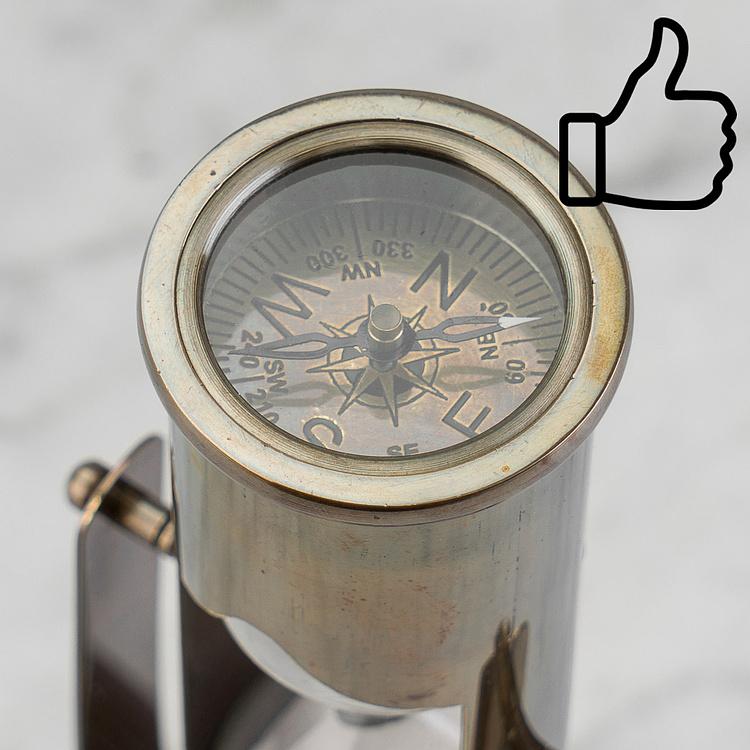 Песочные часы с Компасом на подставке дисконт2 Sand Timer And Compass Brass Patina discount2