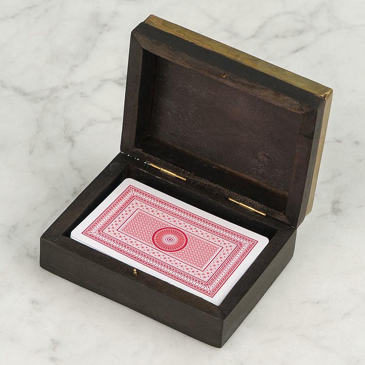 Колода игральных карт в шкатулке с гравировкой на крышке Deck Of Cards In Box Engraved Lid