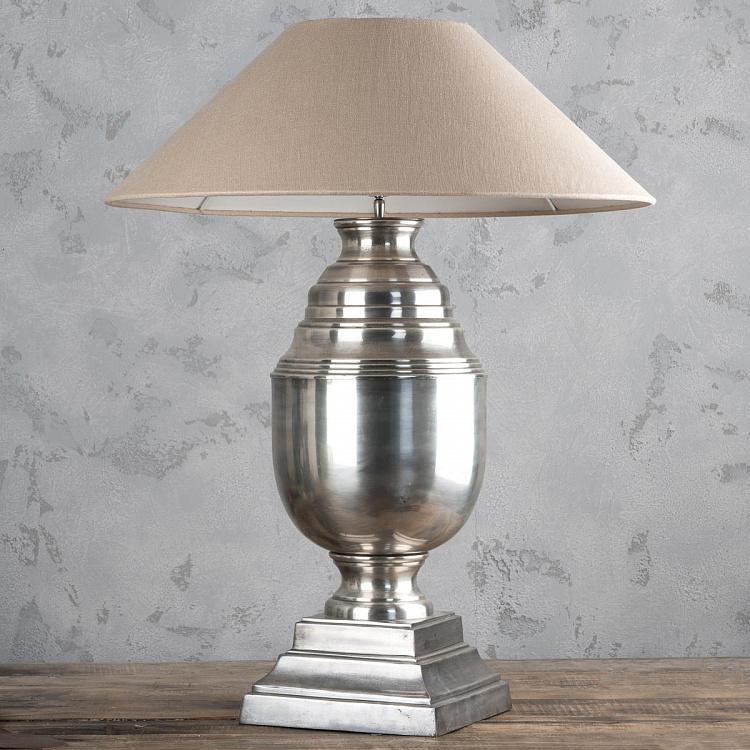 Настольная лампа с бежевым льняным абажуром Кубок XL Table Lamp Trophy Tarnished Silver XL With Shade Hemp Sand Coolie
