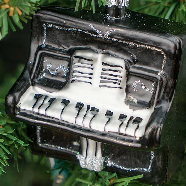 Ёлочная игрушка Пианино Glass Hanger Piano Black 9 cm