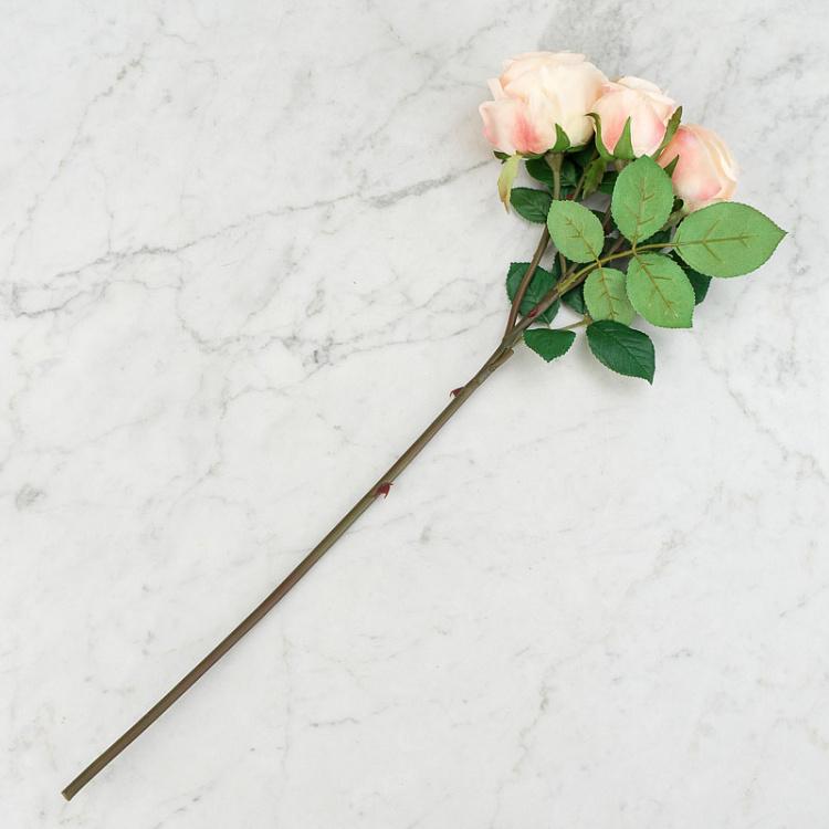 Искусственная роза Флорибунда светло-розовая Floribunda Rose Branch Light Pink 60 cm