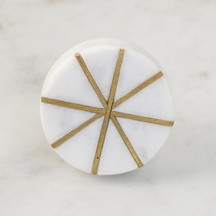Мебельная ручка из белого камня Чакра Chakra Stone Brass Knob White