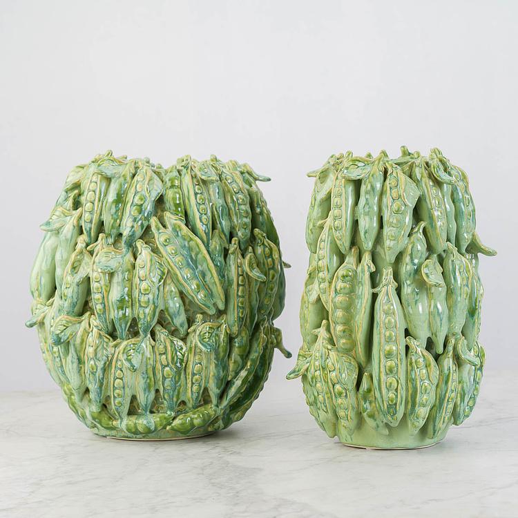 Зелёная широкая ваза Стручки гороха Peapod Green Vase Wide