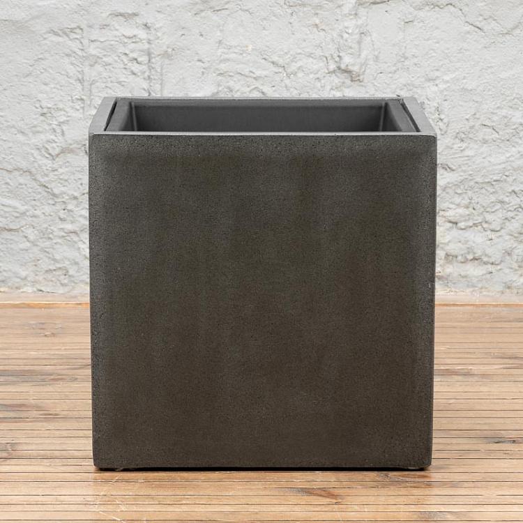 Кашпо Эффектори бетонный куб тёмно-серый  Effectory Beton Cube Pot Dark Gray