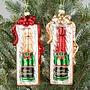 Набор из 2-х ёлочных игрушек Set Of 2 Glass Champagne Bottles Gift Box Green 16 cm
