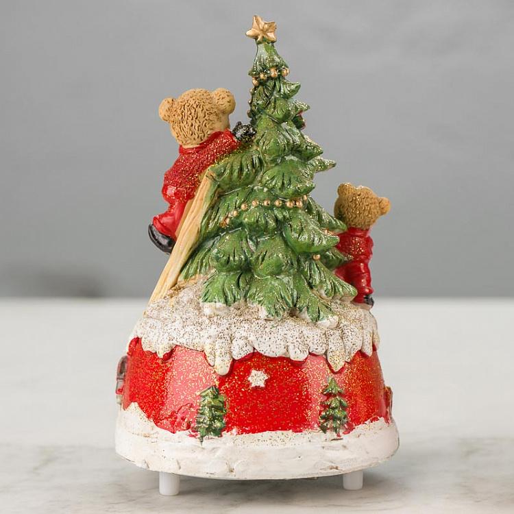 Набор из двух музыкальных статуэток Мишка и Санта Set Of 2 Music Boxes Bear And Santa 16 cm