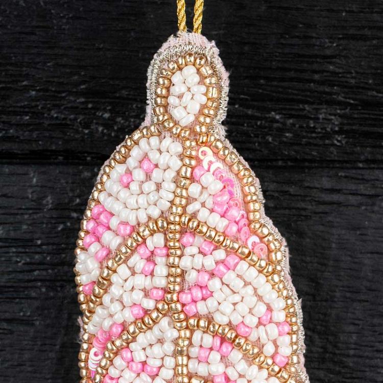 Ёлочная игрушка из бисера Розовое перо Feather Beads Pink 14 cm