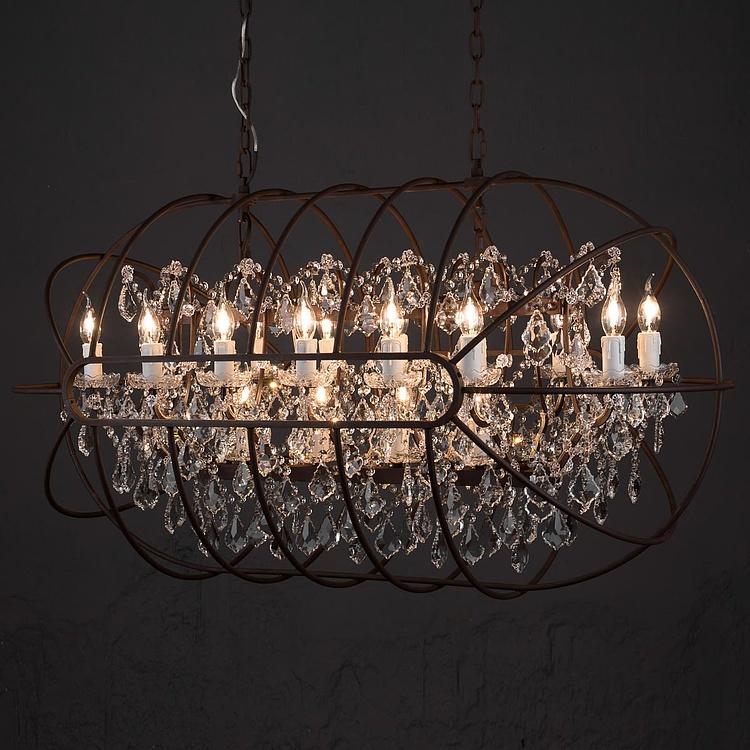 Прямоугольная Хрустальная люстра с гироскопом, S Gyro Crystal Rectangular Pendant Small