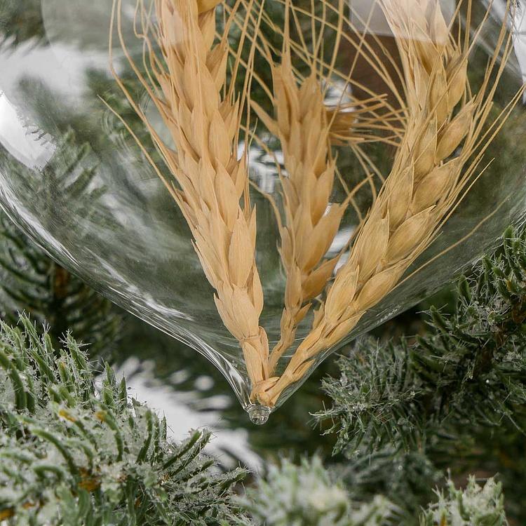 Набор из трёх ёлочных игрушек с колосьями внутри Set Of 3 Glass Dried Ear Of Corn Ball Clear 10 cm