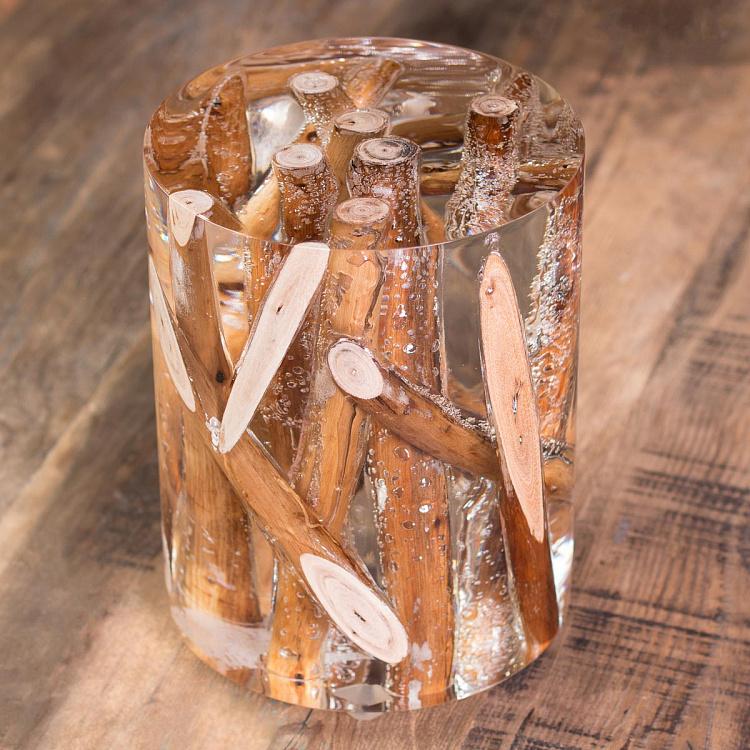 Круглая статуэтка с ветками деревьев Кисими F163 Kisimi Driftwood Logs Cylinder Side Table