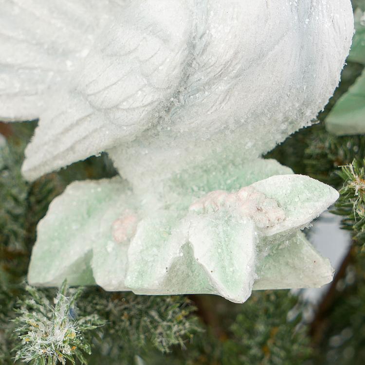 Набор из трёх ёлочных игрушек Белые голубки с розами Set Of 3 Ice Doves With Roses White 11,5 cm