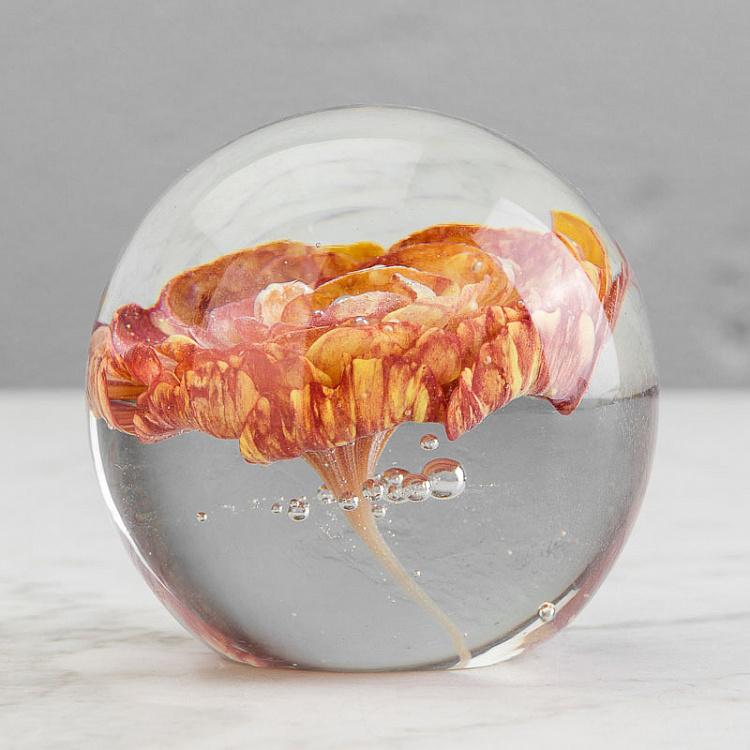 Пресс-папье Красный цветок Glass Paperweight Red Flower