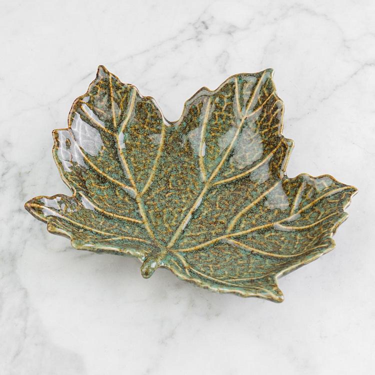 Керамическое сервировочное блюдо Зелёный лист Ceramic Green Leaf Dish