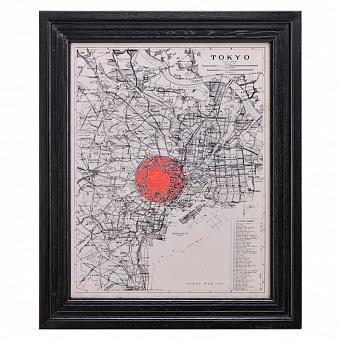 Classic Map Tokyo, Black Wood