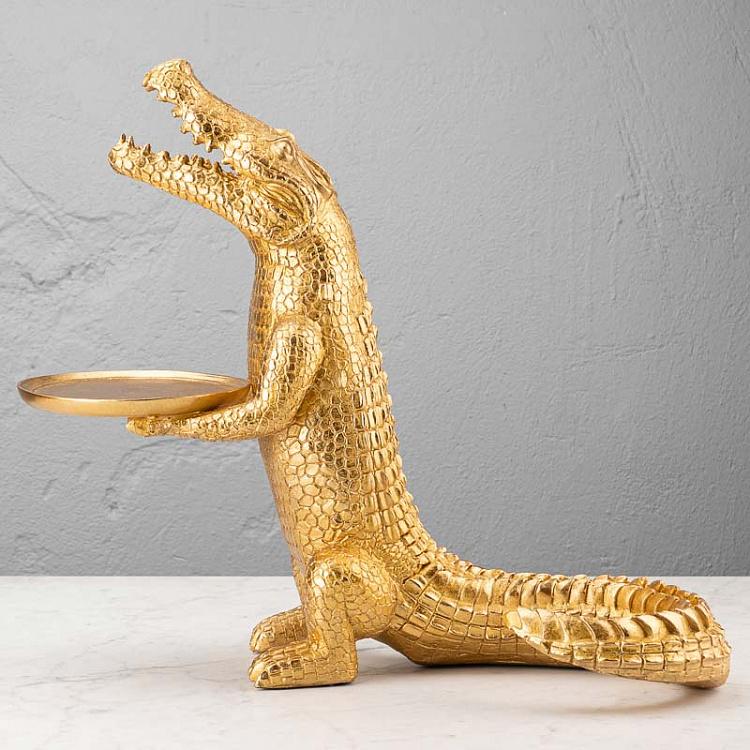 Подставка для мелочей и украшений Крокодил Морти Crocodile Morty With Tray Gold