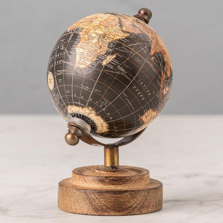 Набор из трёх винтажных маленьких глобусов Set Of 3 Vintage Globes Tiny Mango Wood