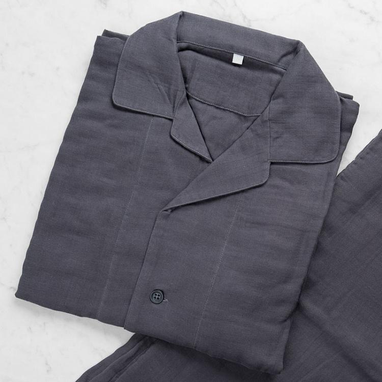 Тёмно-серая пижама из лёгкого хлопка, размер S Crepe Gauze Pajamas Sleep Wear Dark Grey S