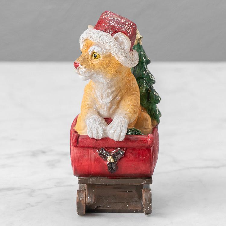 Новогодняя фигурка Рождественский тигр в санях Xmas Tiger In Sleigh Red/Orange/Green
