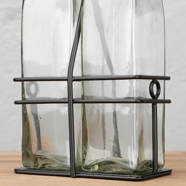 Набор из двух бутылок для масла и уксуса Бруклин чёрный металл Set Of 2 Brooklyn Oil And Vinegar Black