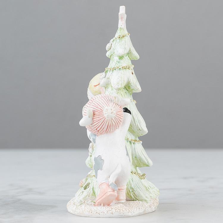 Новогодняя фигурка с подсветкой Бычки и ёлочка Calves With Christmas Tree 14 cm