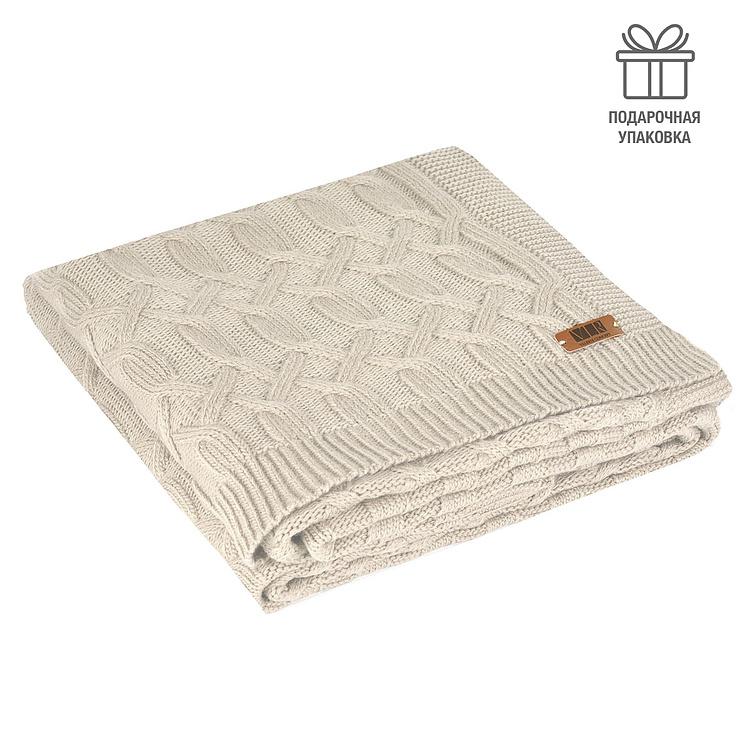 Бежевый шерстяной плед Вермонт в вязаном тубусе, 130x180 см Vermont Plaid Dark Beige 130x180 cm