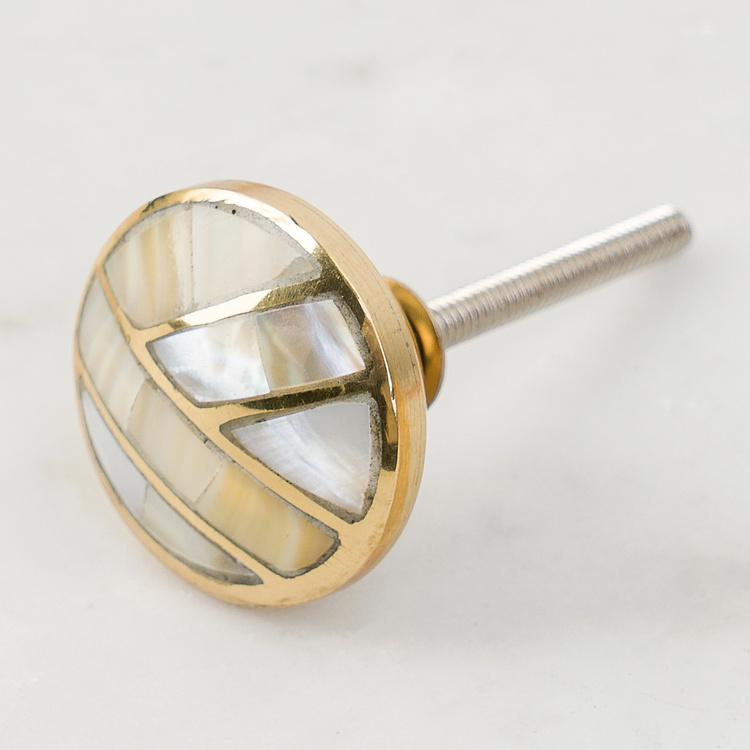 Мебельная ручка с перламутровой инкрустацией Ар-деко Art Deco Solid Brass Pearl Knob