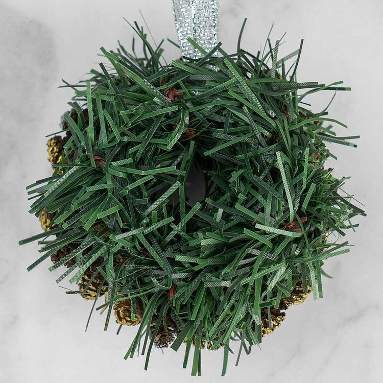 Новогодний венок с шишками и перламутровыми шарами 4, XS Wreath Bagel 4 Extra Small