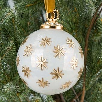 Gold Snowflakes Ball White 10 cm