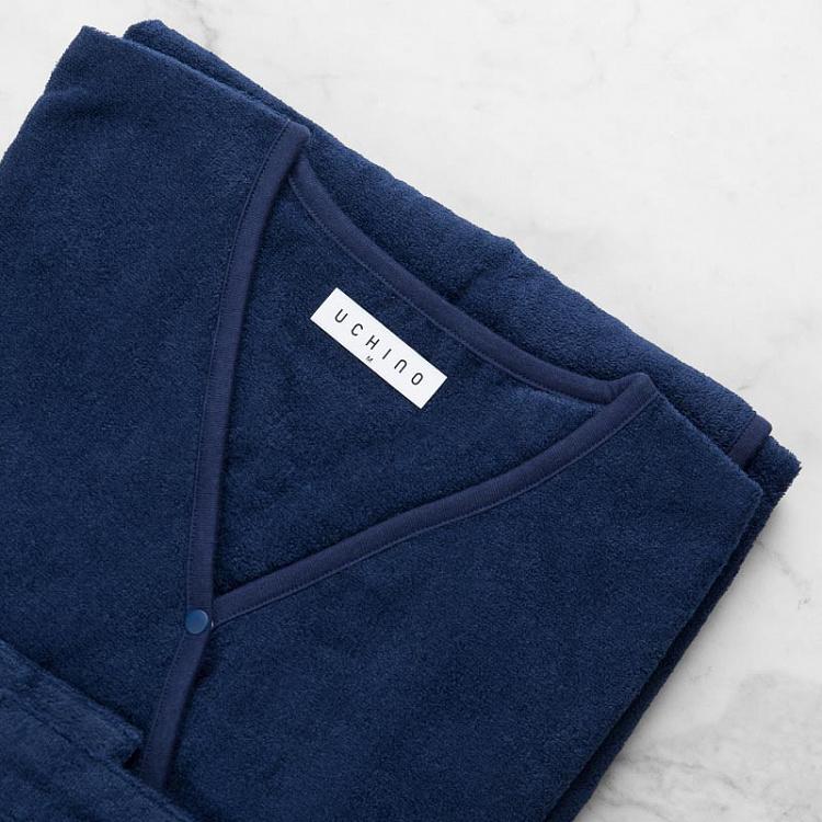 Сверхтонкий тёмно-синий халат, размер M Ultra-Thin Soft Pile Bathrobe Dark Blue M