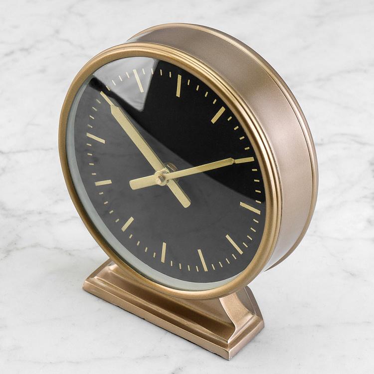 Настольные круглые часы на подставке с латунной отделкой Table Clock Brass Finish