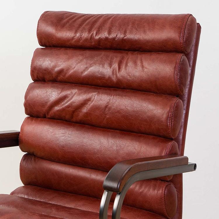 Рабочее кресло Турин, красно-коричневые подлокотники Ufficio Torino Armchair, Red Brown Wood D