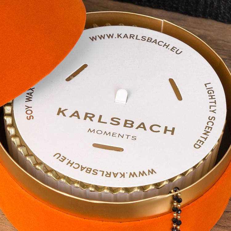 Аромасвеча в белом рифлёном стакане Шёлковый цветок, L Aroma Candle In White Striped Glass Silk Flower Large