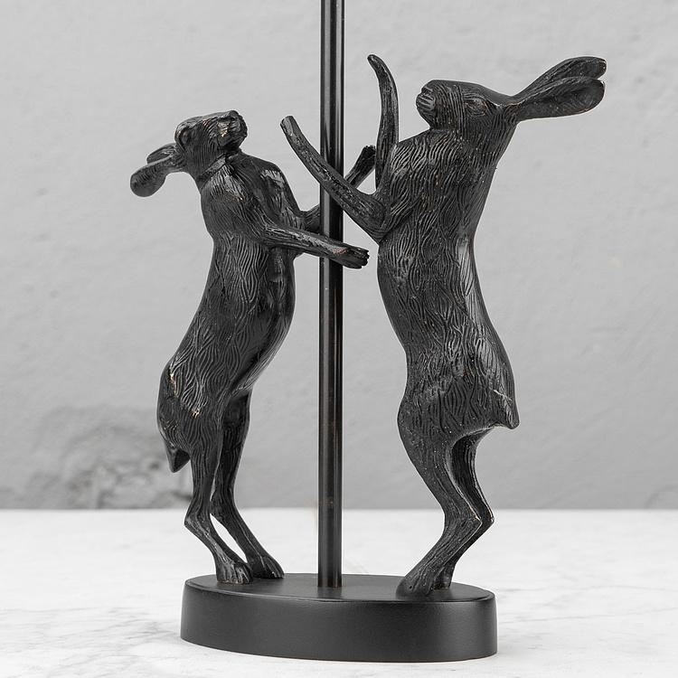 Настольная лампа с льняным абажуром Два зайца Table Lamp 2 Lievres With Shade