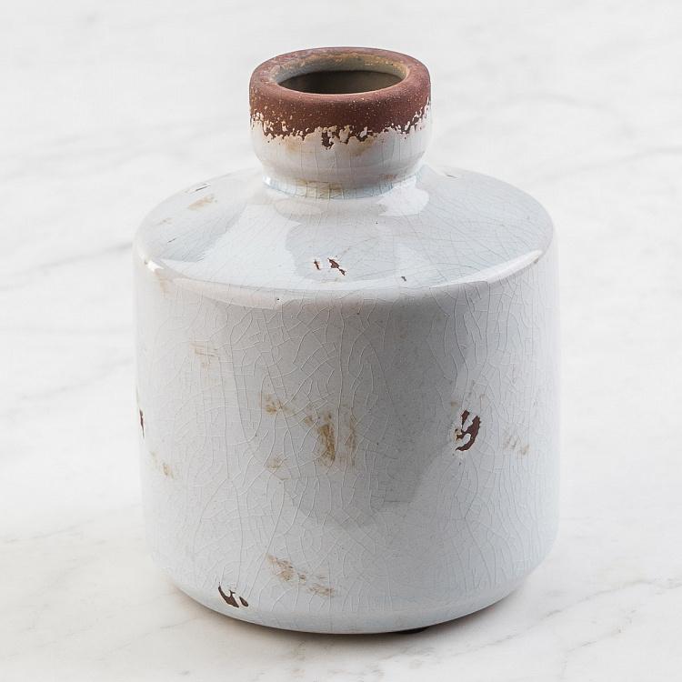 Низкая белая керамическая мини-ваза Бутыль Bottle Vase White Low