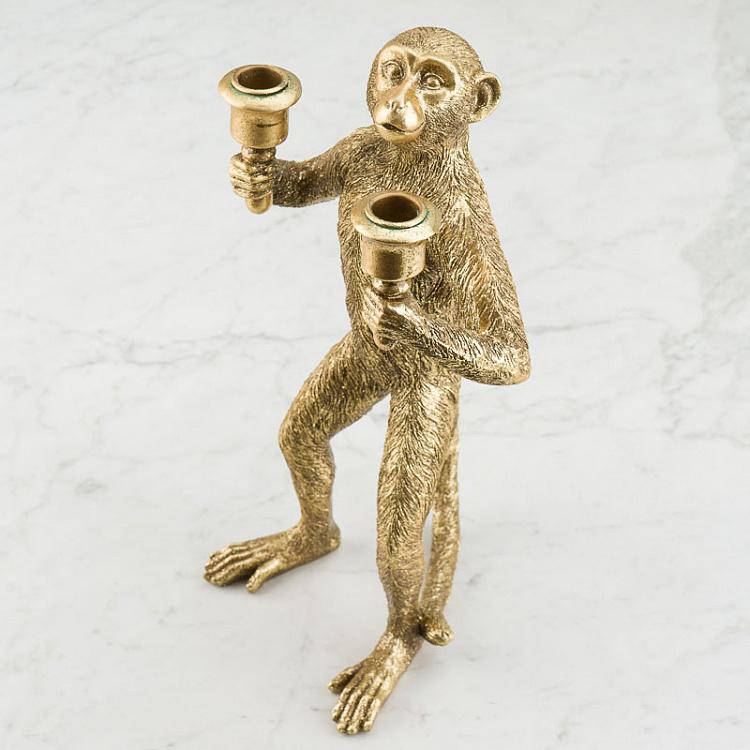 Золотой подсвечник Обезьяна Monkey Candle Holder Gold