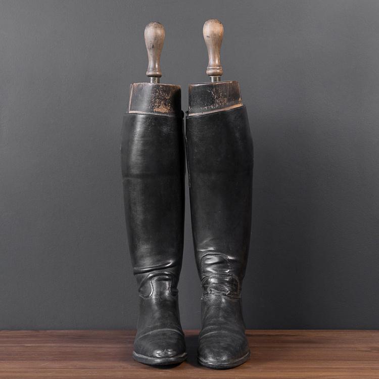 Винтажные сапоги для верховой езды 3 Vintage Black Riding Boots With Shoe Lasts 3