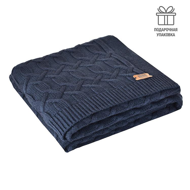 Тёмно-синий шерстяной плед Вермонт в вязаном тубусе, 130x180 см Vermont Plaid Dark Blue 130x180 cm