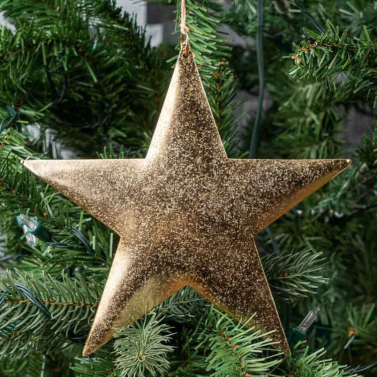 Ёлочная игрушка Золотая звезда Hanger Star Gold 20 cm