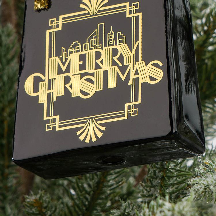 Набор из двух ёлочных игрушек Сумки для покупок Set Of 2 Glass Xmas Art Shopping Bags Black 10 cm