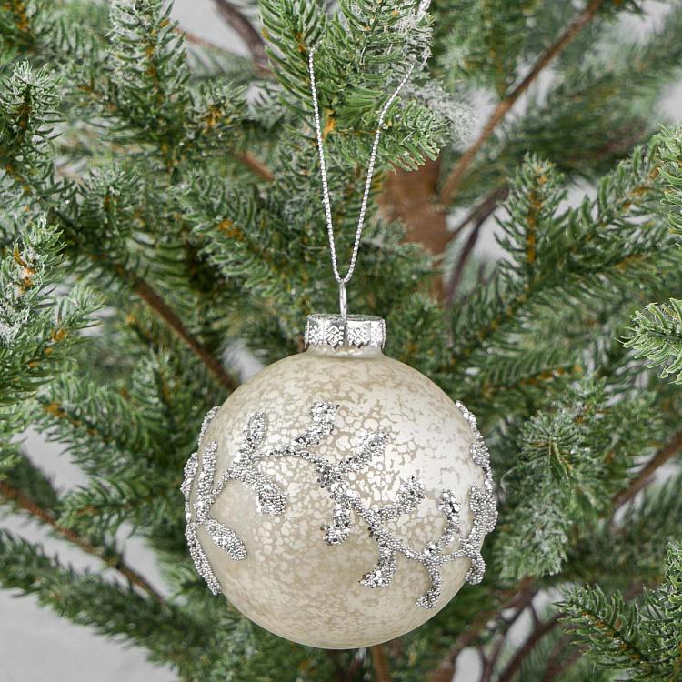Ёлочный шар Ледяные узоры Aged Pattern Ball White 8 cm