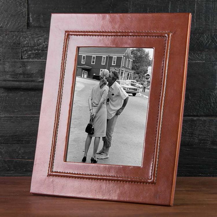 Рамка для фото со светло-коричневым кожаным обрамлением, M Picture Frame Light Brown Medium
