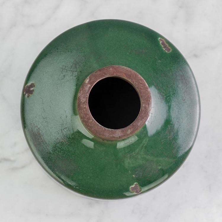 Широкая оливковая керамическая мини-ваза Бутыль Bottle Vase Olive Green Wide