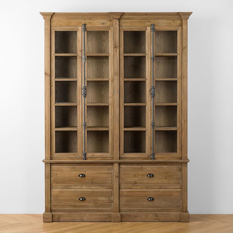 Книжный шкаф-сервант с 4 дверцами и ящиками Вильнёв Villeneuve 4 Glass Doors Bookcase With Drawers DB