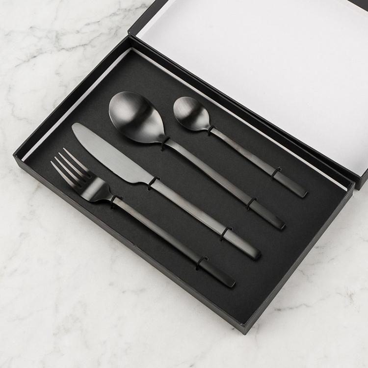 Набор из четырёх столовых приборов матовый чёрный Set Of 4 Cutlery Matt Black