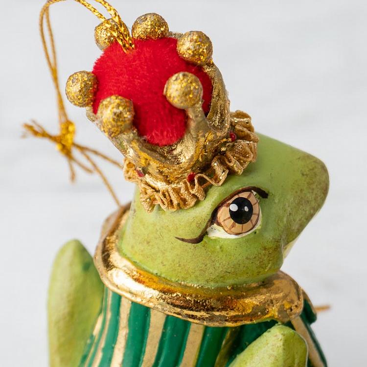 Набор из трёх ёлочных игрушек Принцы-Лягушки Set Of 3 Dressed Frog Princes Green 10,5 cm