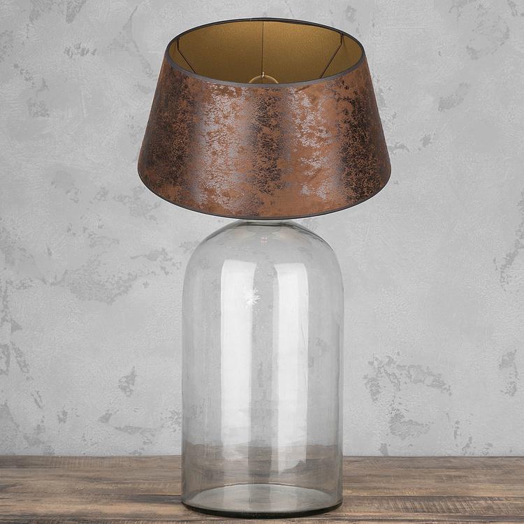 Настольная лампа Бутыль с абажуром цвета Винтаж на золоте Table Lamp Bottle In Clear Glass With Shade Vintage Way On Gold